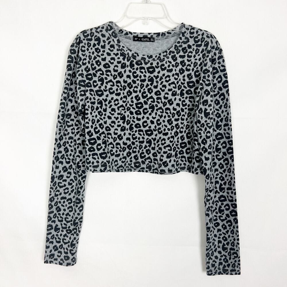 ZAFUL Animal Print Cropped Long Sleeve Top Size 8